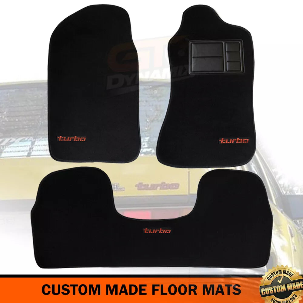 Custom Made Floor Mats Set of 3 BLACK with Red Badge VL TURBO Calais BT1 Berlina SL