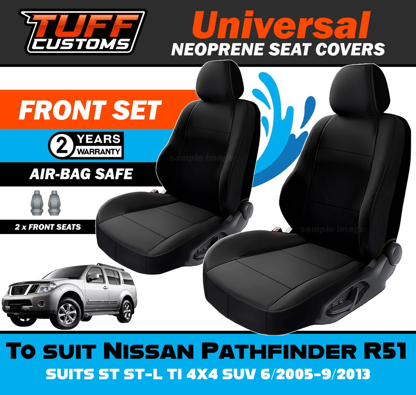 TUFF Customs Universal Neoprene Seat Covers Nissan Pathfinder R51 ST ST-L TI 4X4 SUV 6/2005-9/2013