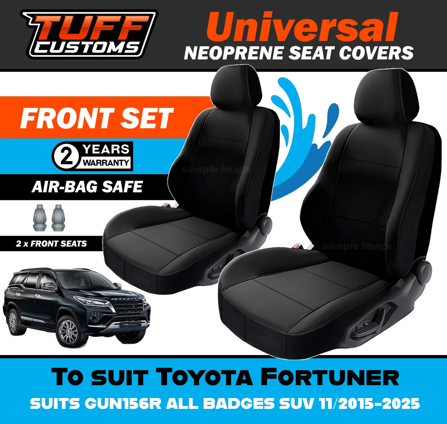 TUFF Customs Universal Neoprene Seat Covers For Toyota Fortuner GUN156R ALL BADGES SUV 11/2015-2025