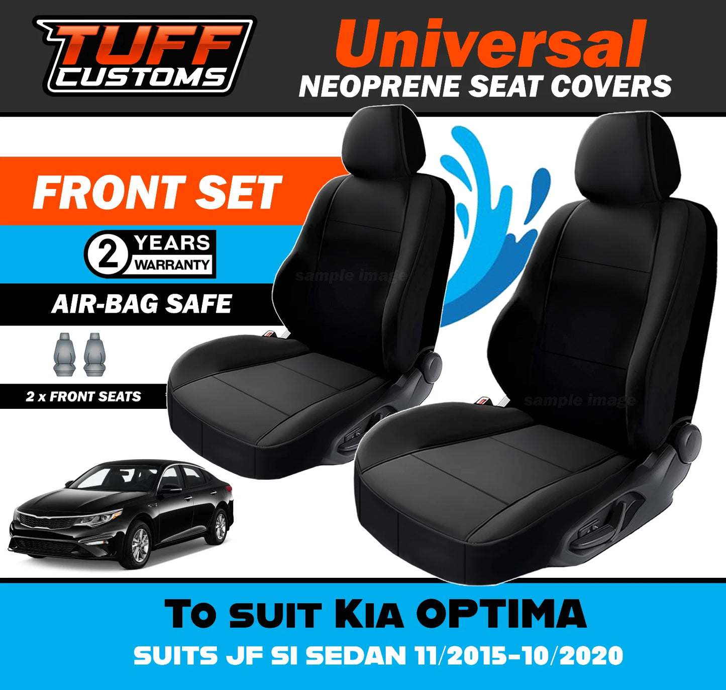 TUFF Customs Universal Neoprene Seat Covers Kia Optima JF SI SEDAN 11/2015-10/2020