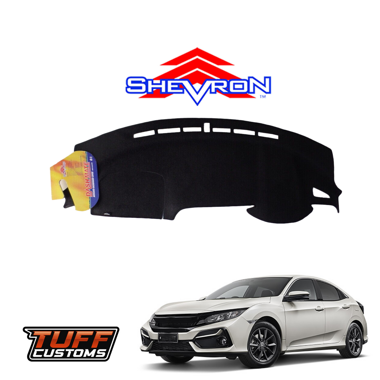 Shevron Black Dash Mat For Honda Civic 10th Gen Sedan 2016-11/2021 DM1437