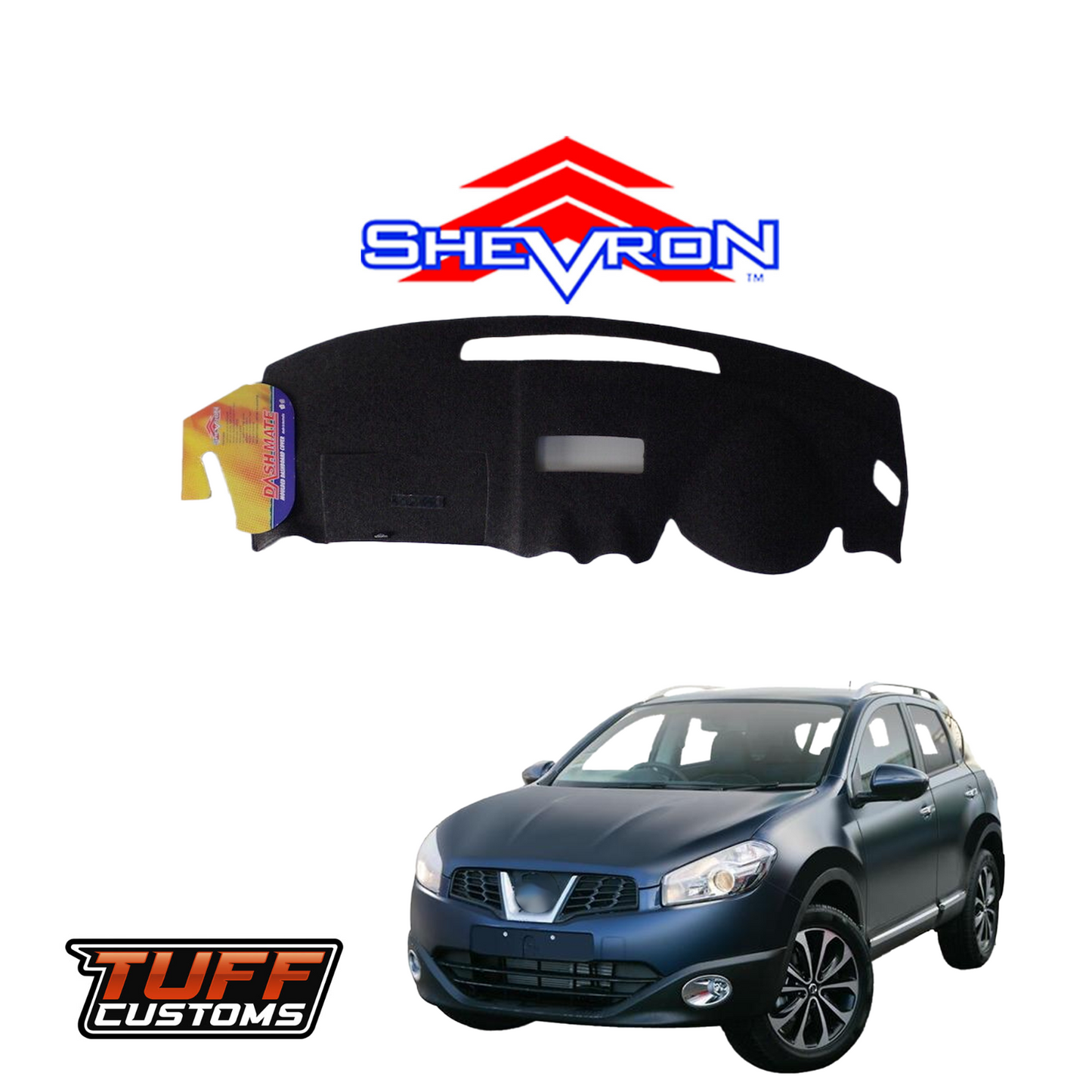Shevron Black Dash Mat For Nissan Dualis +2 6/2010-5/2013 DM1073