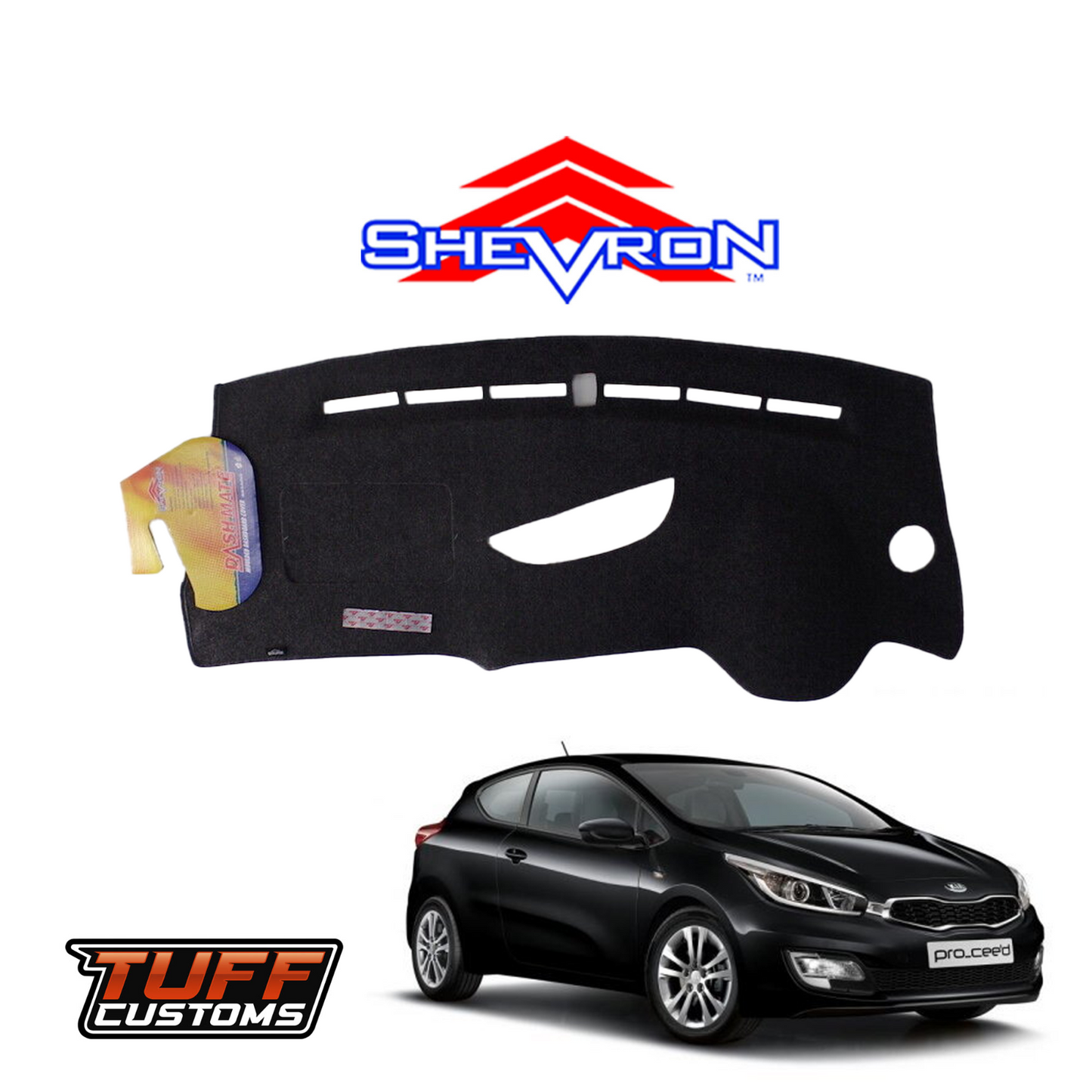 Shevron Black Dash Mat For Kia Pro cee'd JD 2014-4/2018 DM1359