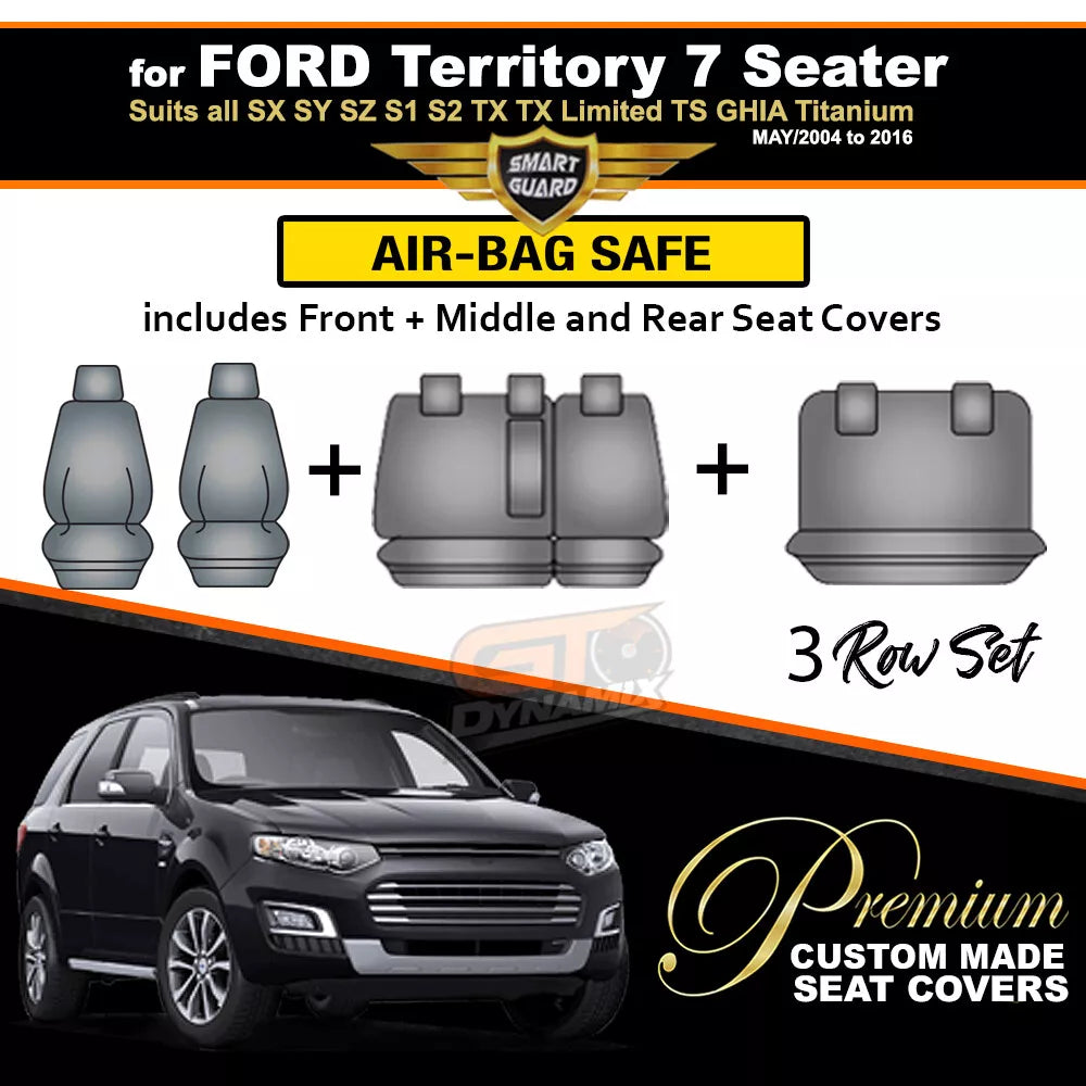 Premium Seat Covers 3 Rows Charcoal Grey For Ford Territory SX SY SZ TS TX GHIA 3/2013-2016