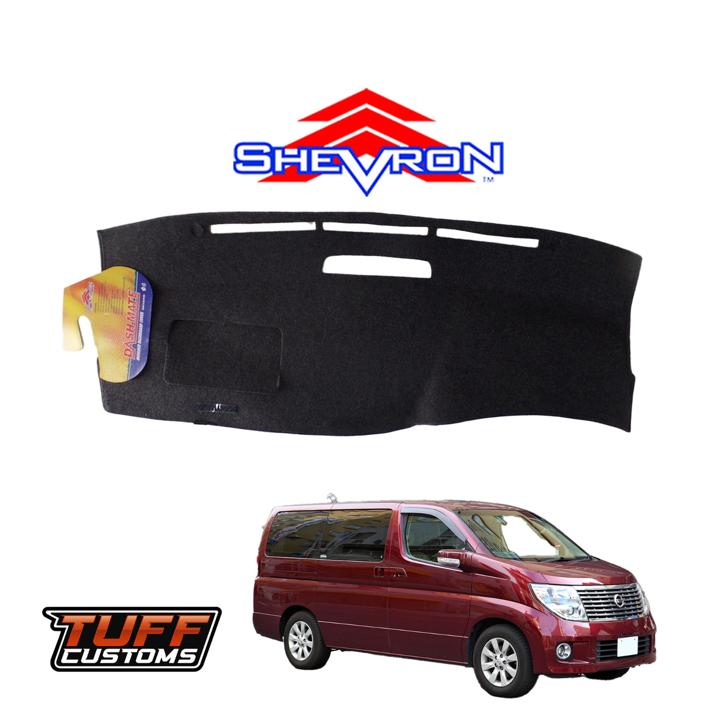 Shevron Black Dash Mat For Nissan Elgrand E51 6/2002-7/2010 DM1379