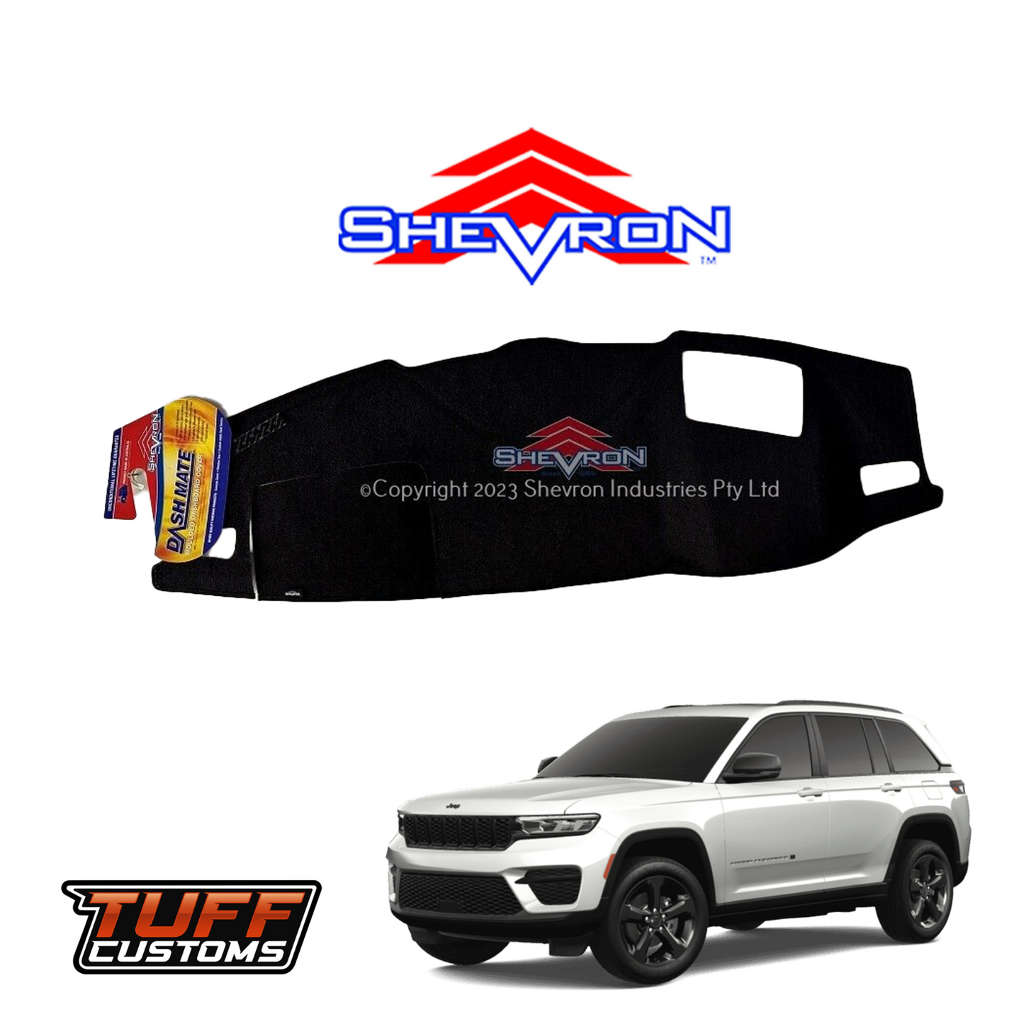 Shevron Black Dash Mat For Jeep Grand Cherokee L Series w/ HUD 8/2021-2025 DM1658D