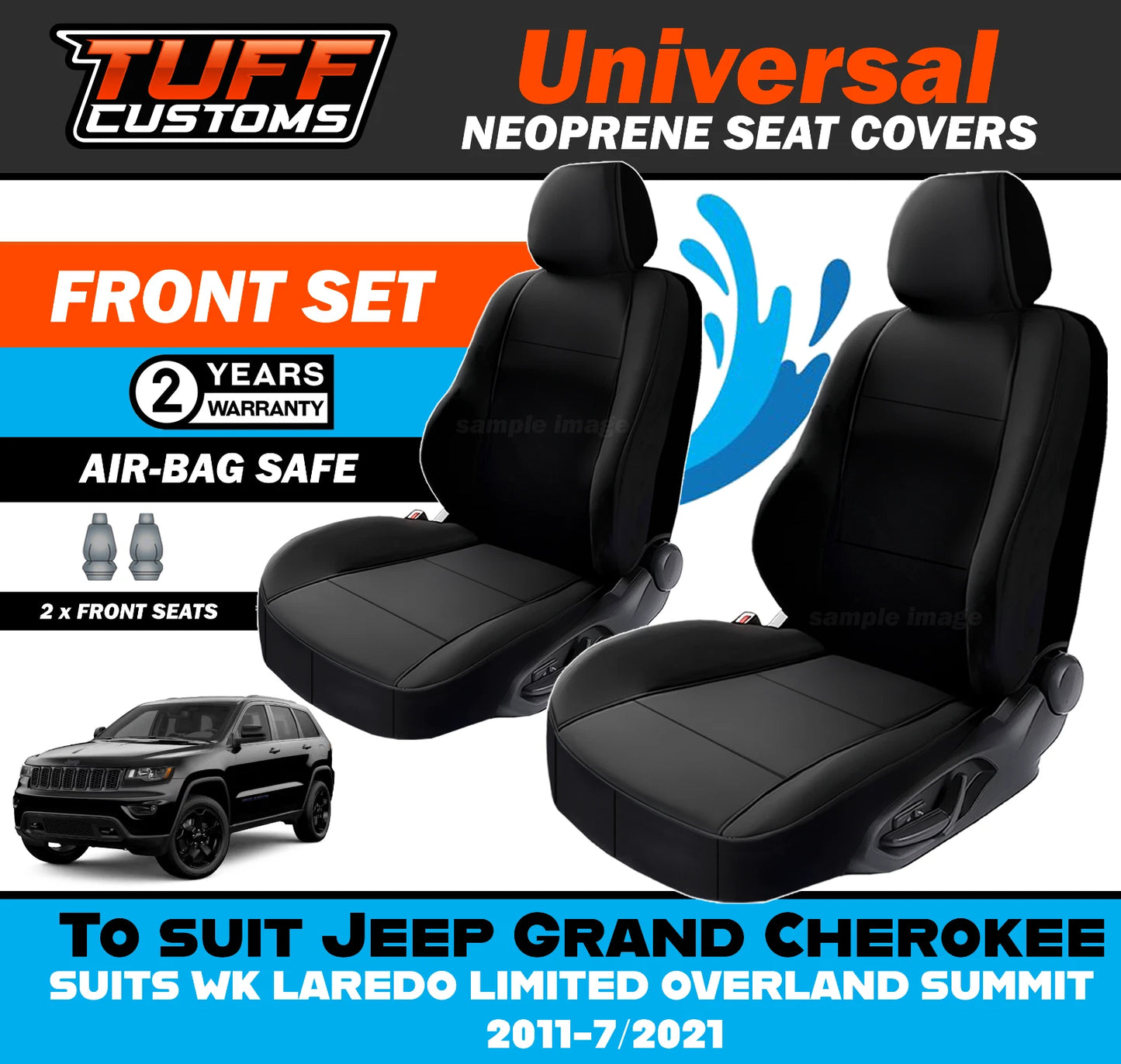 TUFF Customs Universal Neoprene Seat Covers Jeep Grand Cherokee WK LAREDO LIMITED OVERLAND SUMMIT 2011-7/2021
