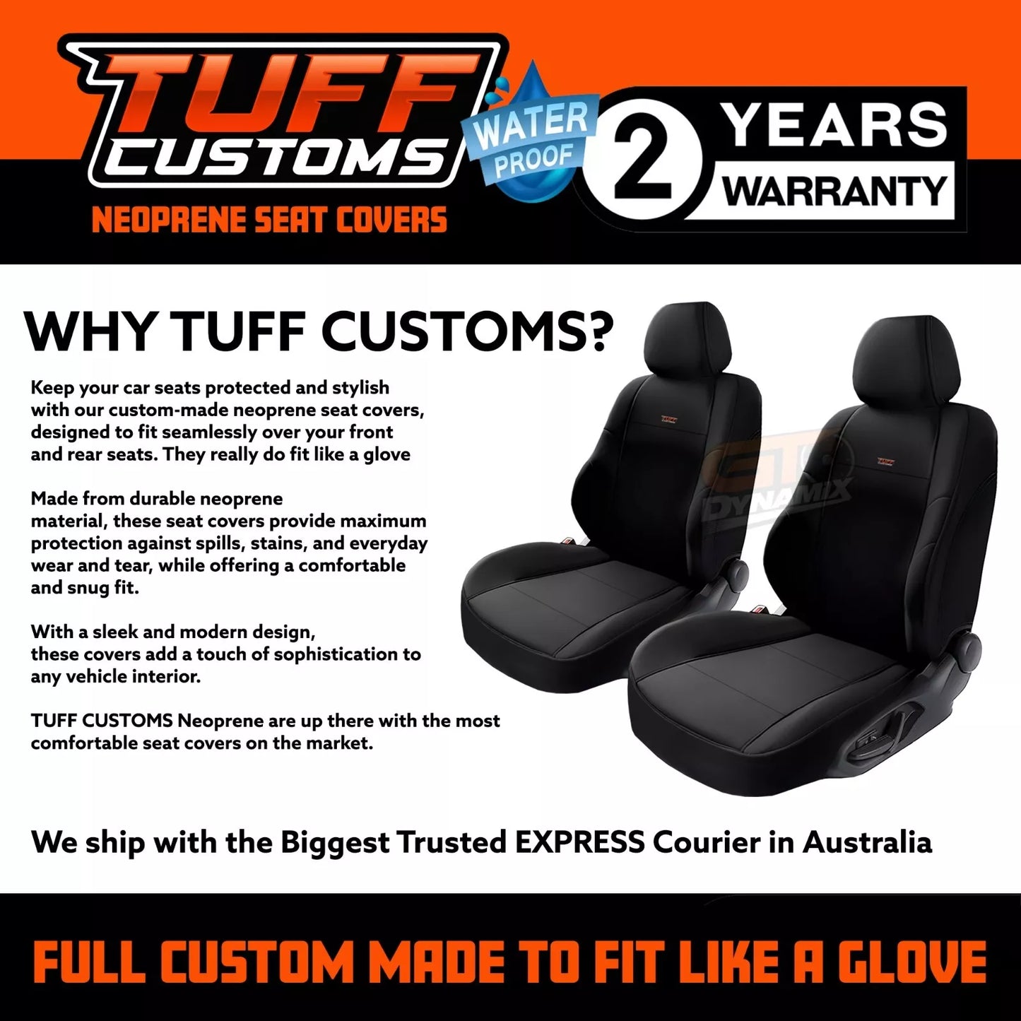 TUFF Customs Neoprene Seat Covers For Subaru Impreza 2.0i-L 2.0i 2.0i-S 2017-2022 2 Rows Black