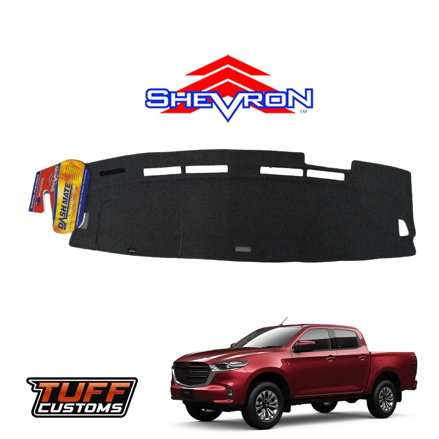 Shevron Black Dash Mat For Mazda BT 50 XT TF & Freestyle 7/2020-2024 DM1591