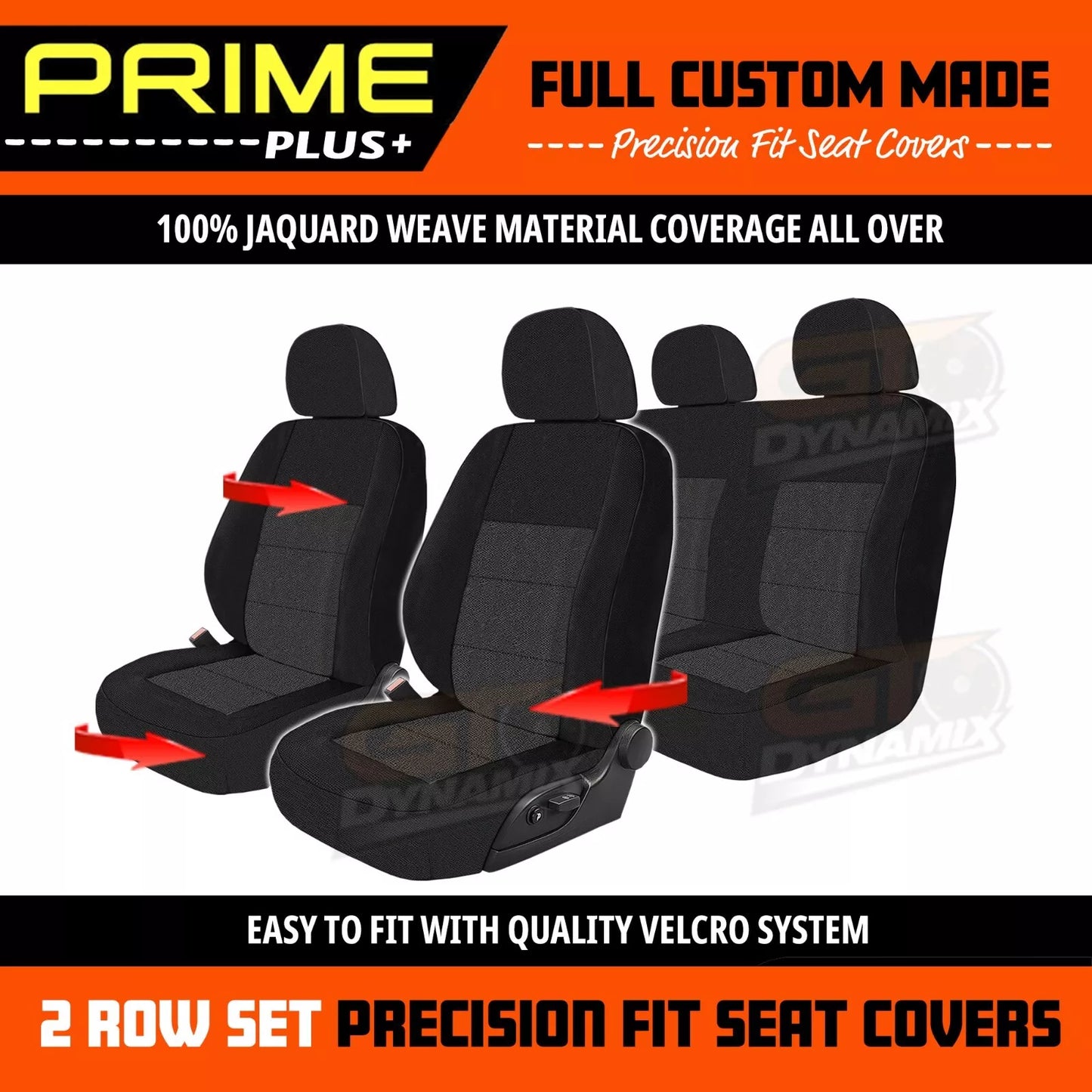 PRIME PLUS Seat Covers 2 Rows Black For Toyota Prado 150 Series Kakadu 7/2021-2025