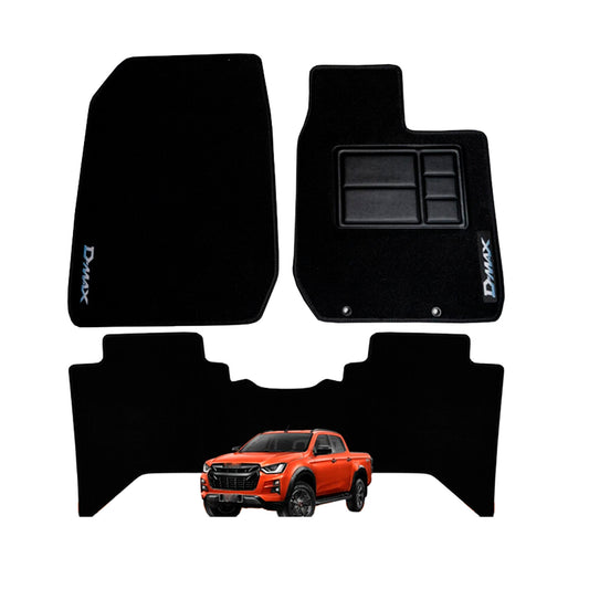 Custom Made Floor Mats 2 Rows Isuzu Dmax D-Max TF X-Terrain LS-U LSM SX 7/2020-2025 BLACK