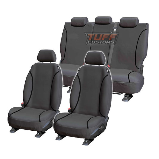 Tradies Canvas Grey Seat Covers 2 Rows For TOYOTA LANDCRUISER 100 SERIES GXL RV 1998-10/2007 NO LUMBAR ALLOWANCES ON DRIVER BASE