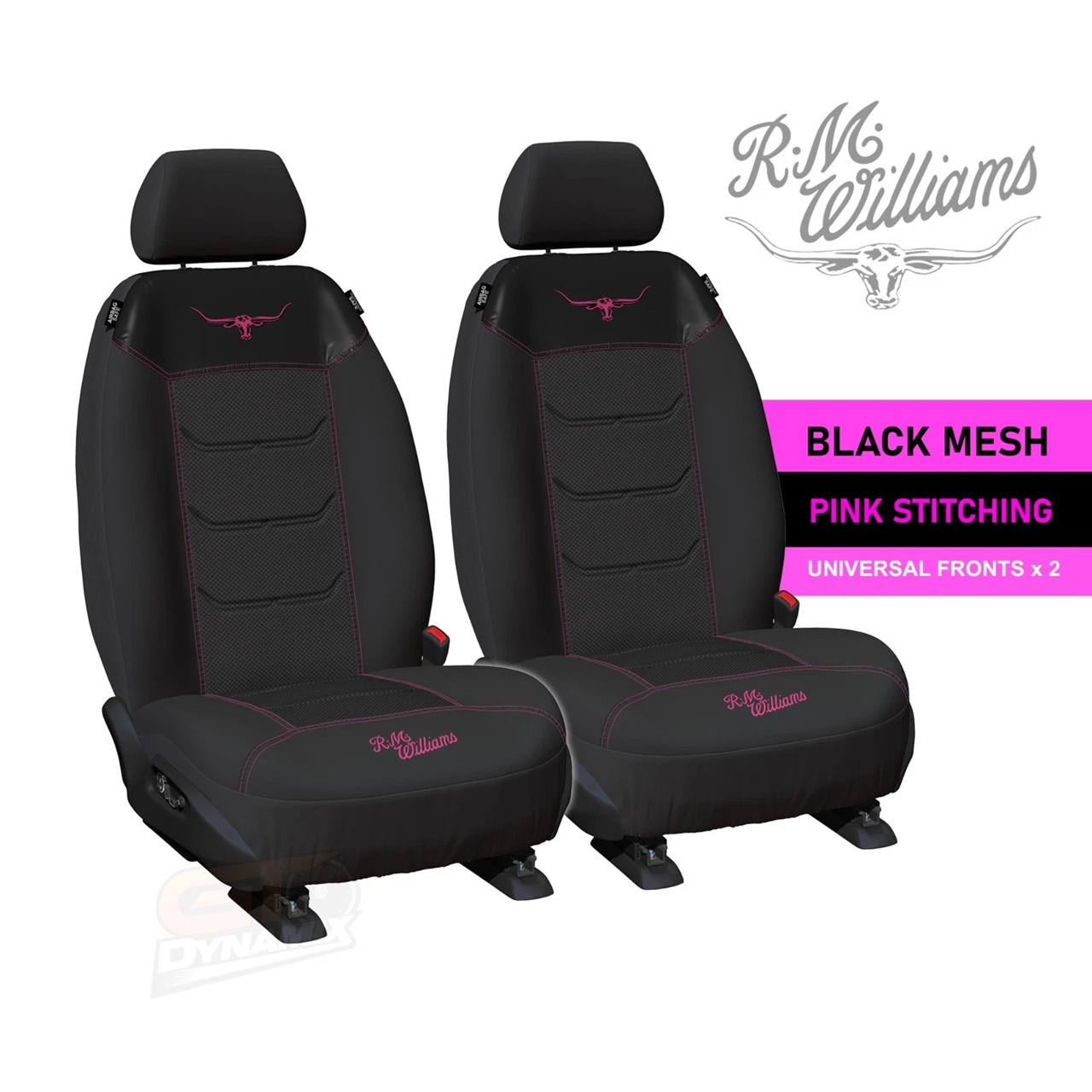 RM Williams Longhorns Universal Mesh Seat Covers FORD RANGER PX DUAL CAB 9/2011-5/2015 Black or Pink