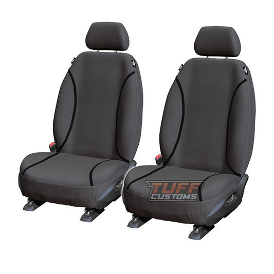 Tradies Canvas Grey Seat Covers Front FORD RANGER PX ALL BADGES DUAL CAB EXCLUDES RAPTOR 6/2015-6/2022