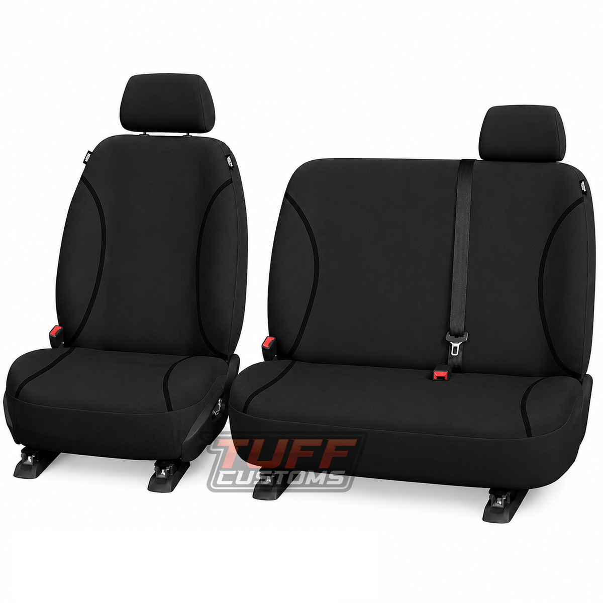 Tradies Canvas Black Seat Covers Front For TOYOTA HILUX WORKMATE DUAL CAB 5/2005-9/2015