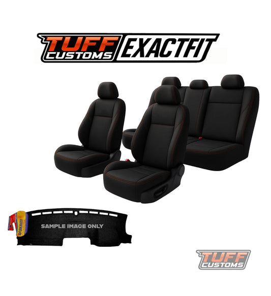 TUFF Customs EXACTFIT Neoprene Seat Covers + Shevron Dash Mat DM1591 For Mazda BT-50 TF SP GT XT-R 2020-2026