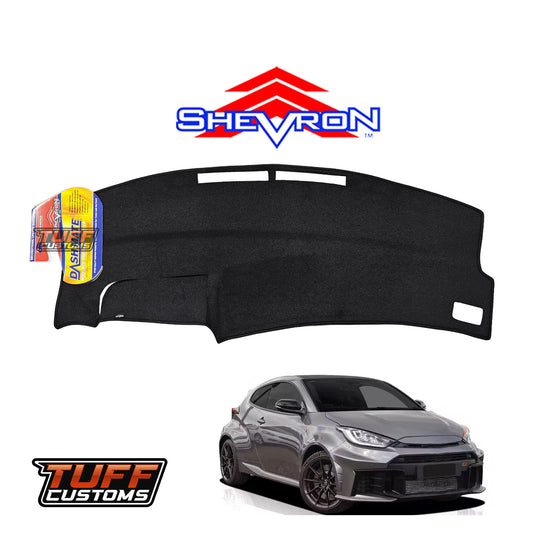 Shevron Black Dash Mat For Toyota Yaris GR GTS w/ Flat Dash Large Screen 6/2025-2026 DM1743