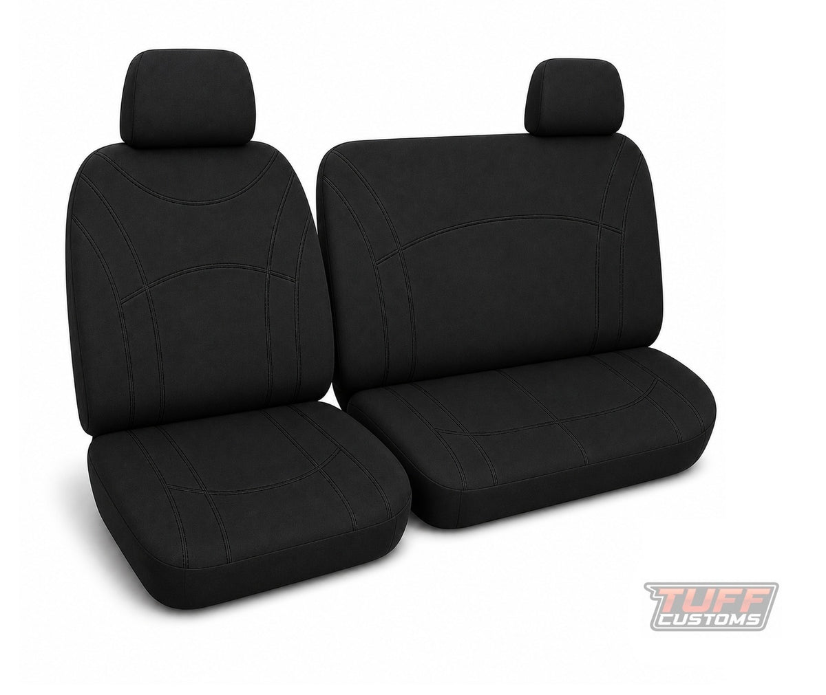 Getaway Neoprene w/ Black Stitch Seat Covers Front FORD TRANSIT VO DUAL CAB VAN BUCKET & 3/4 BENCH 9/2014-2026