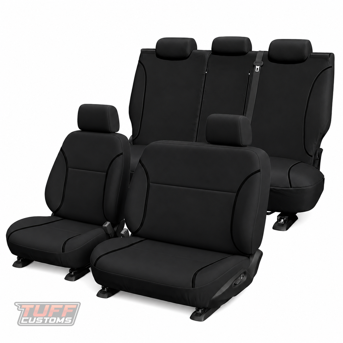Tradies Canvas Black Seat Covers 2 Rows For TOYOTA HILUX WORKMATE DUAL CAB 5/2005-9/2015