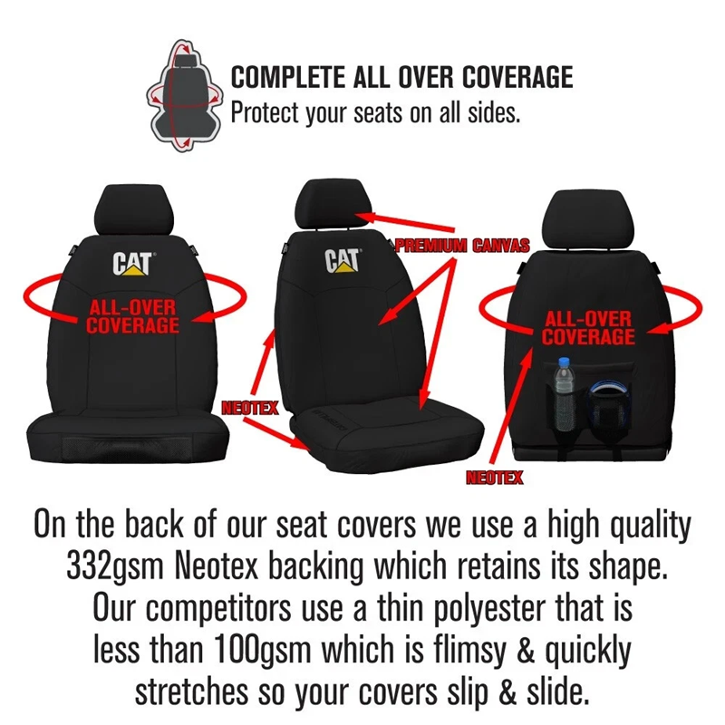 Official CAT Caterpillar HD Cotton Canvas Seat Covers HYUNDAI I40 VF ACTIVE ELITE PREMIUM WAGON 10/2011-4/2019