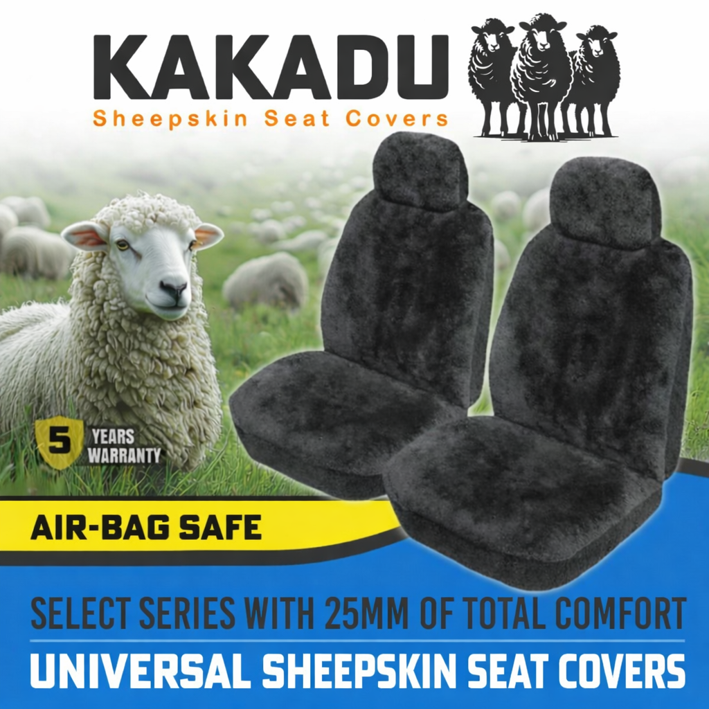 KAKADU Select Universal Sheepskin Car Seat Covers MITSUBISHI PAJERO NS NT R X SWB 2DR 10/2006-1/2010 5 Colours Available