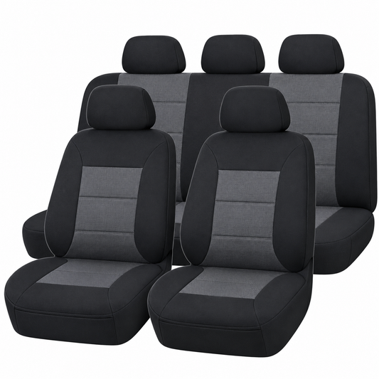 Premium Customs Seat Covers 2 ROWS NISSAN NAVARA D23 NP300 12/2017-2020 BLACK
