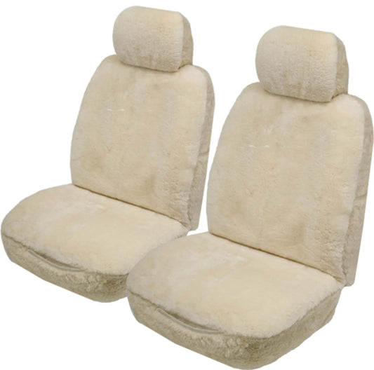 KAKADU Select Front Sheepskin Seat Covers 5 Year Warranty 25mm AIR-BAG in IVORY