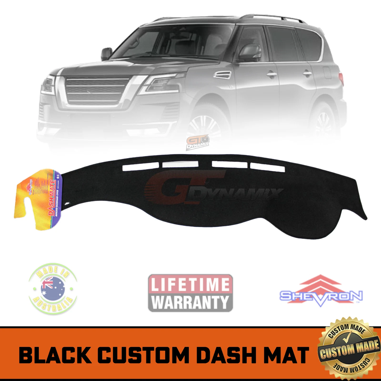 TUFF Customs Neoprene Seat Covers 3 Rows + Shevron Dash Mat DM1305 For NISSAN PATROL Y62 ST ST-L Ti 2013-2026