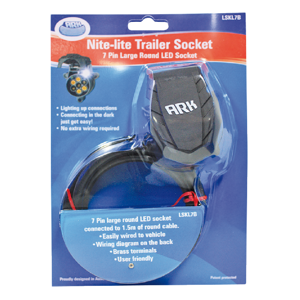 ARK 7 Pin Large Round Nite-lite Socket & Cable 1.5M LSKL7B