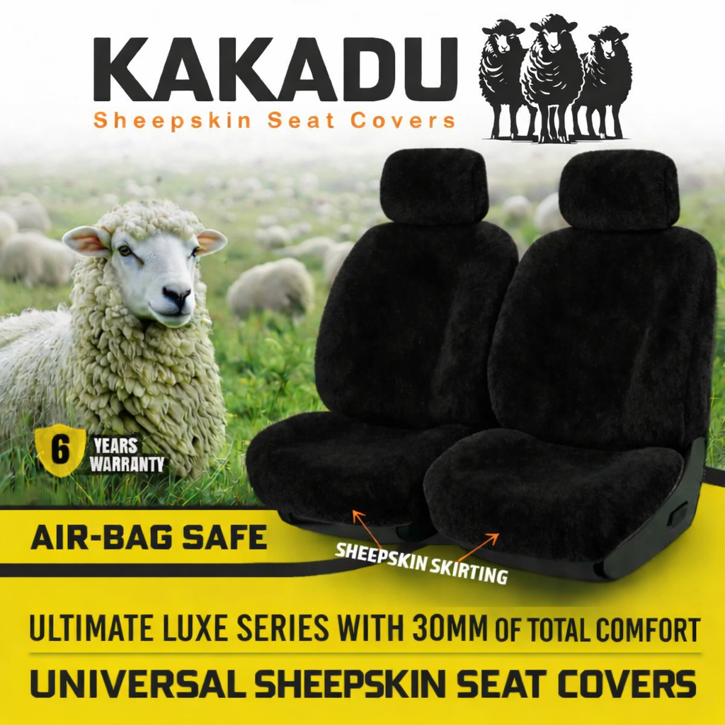 KAKADU Ultimate Universal Sheepskin Car Seat Covers For TOYOTA LANDCRUISER VDJ76 VDJL76R GXL & WORKMATE 3/2007-2023 5 Colours Available