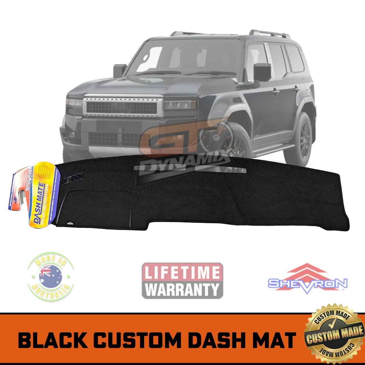 TUFF Customs 2 Rows Neoprene Seat Covers + Shevron Dash Mat DM1718 For Toyota Prado 250 Series Kakadu VX 2024-2026
