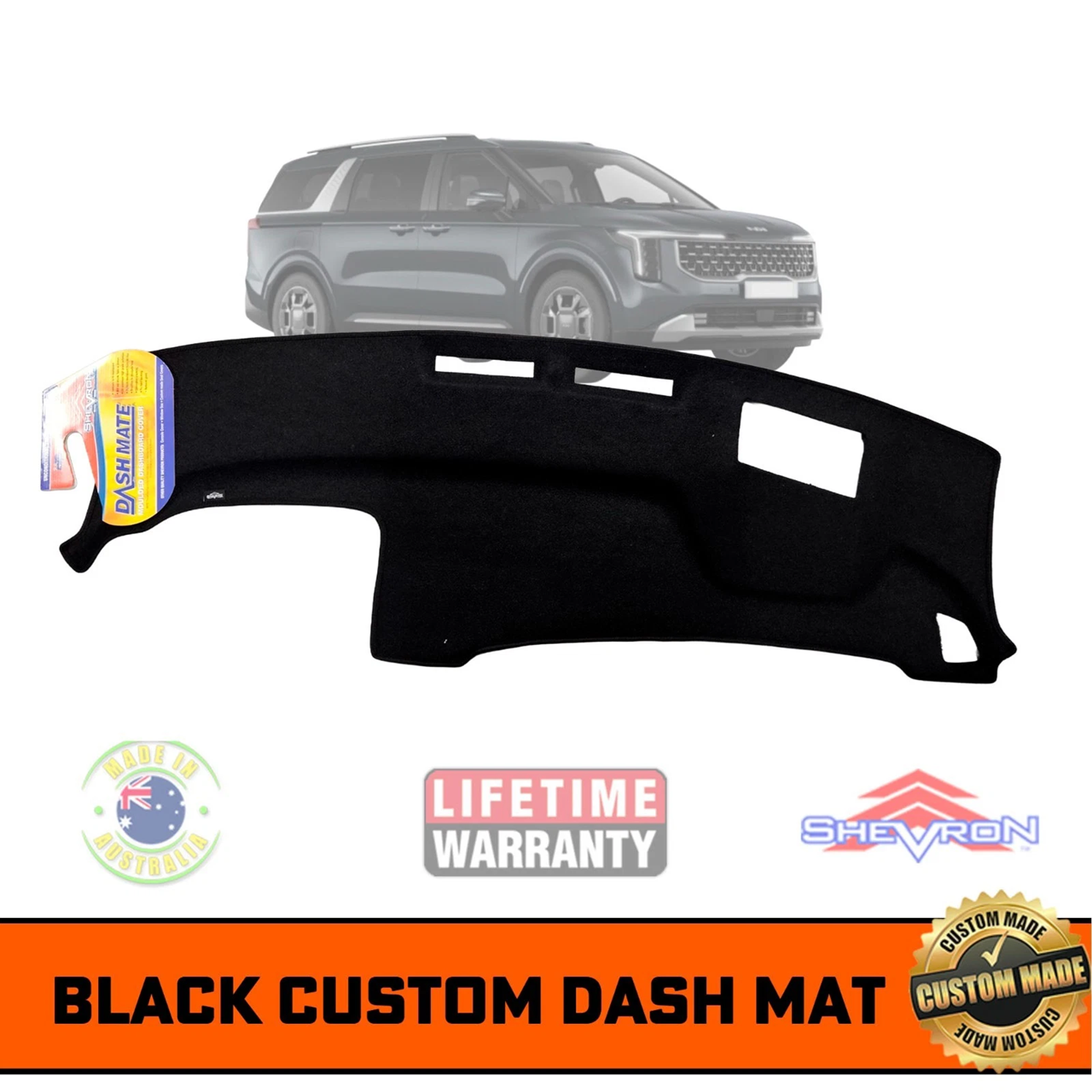 TUFF Customs 2 Rows Neoprene Seat Covers + Shevron Dash Mat DM1732D with HUD For Kia Carnival S Si Sli 2020-2026