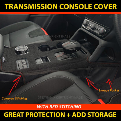 Shevron Transmission Console Cover + Red Stitching For Ford Everest Next Gen Ambiente Trend Sport Platinum 6/2022-2024