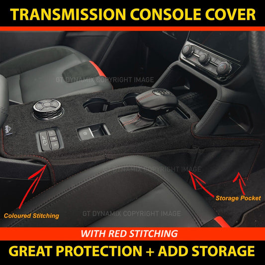 Shevron Transmission Console Cover + Red Stitching For Ford Everest Next Gen Ambiente Trend Sport Platinum 6/2022-2024