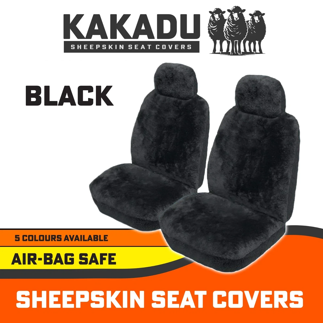 KAKADU Swagman Universal Sheepskin Car Seat Covers KIA SPECTRA FB LS HATCH 5/2001-6/2004 Black or Charcoal