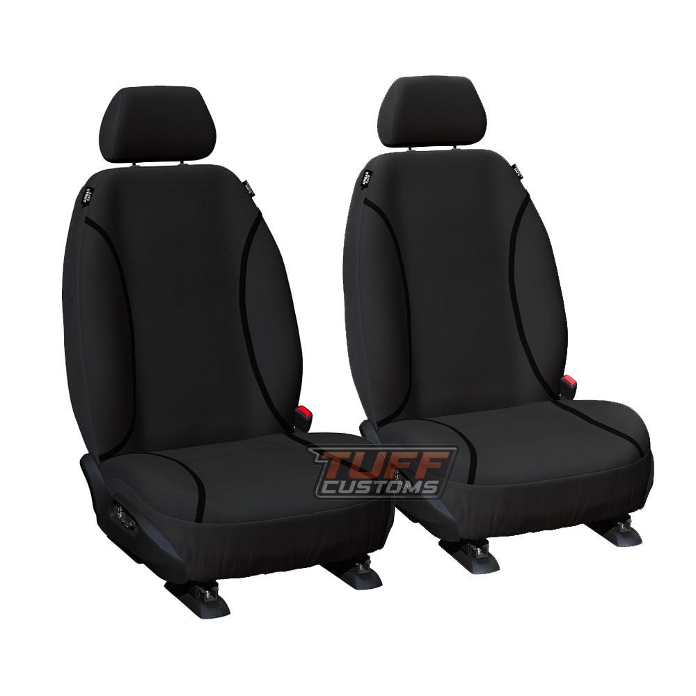 Tradies Canvas Black Seat Covers Front For TOYOTA HILUX WORKMATE SR SINGLE CAB BUCKET SEATS 5/2005-6/2011