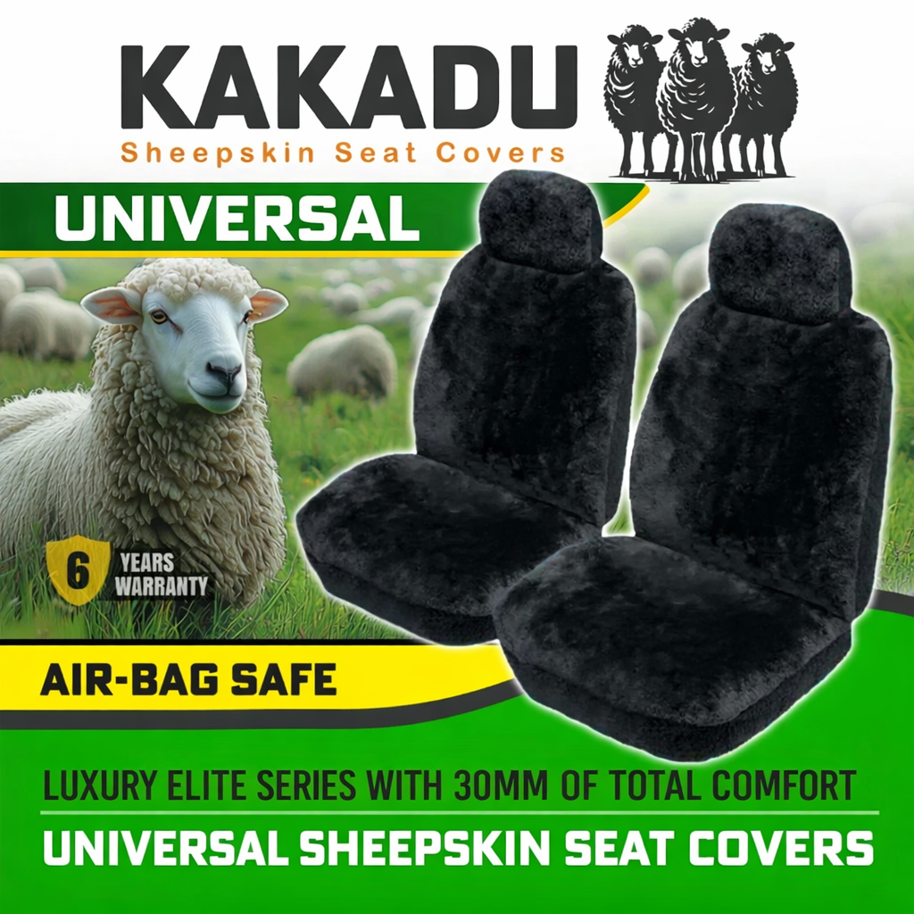 KAKADU Luxury Elite Universal Sheepskin Seat Covers VW TRANSPORTER T5 CREWMAN 3DR VAN 2006-2/2010 5 Colours Available