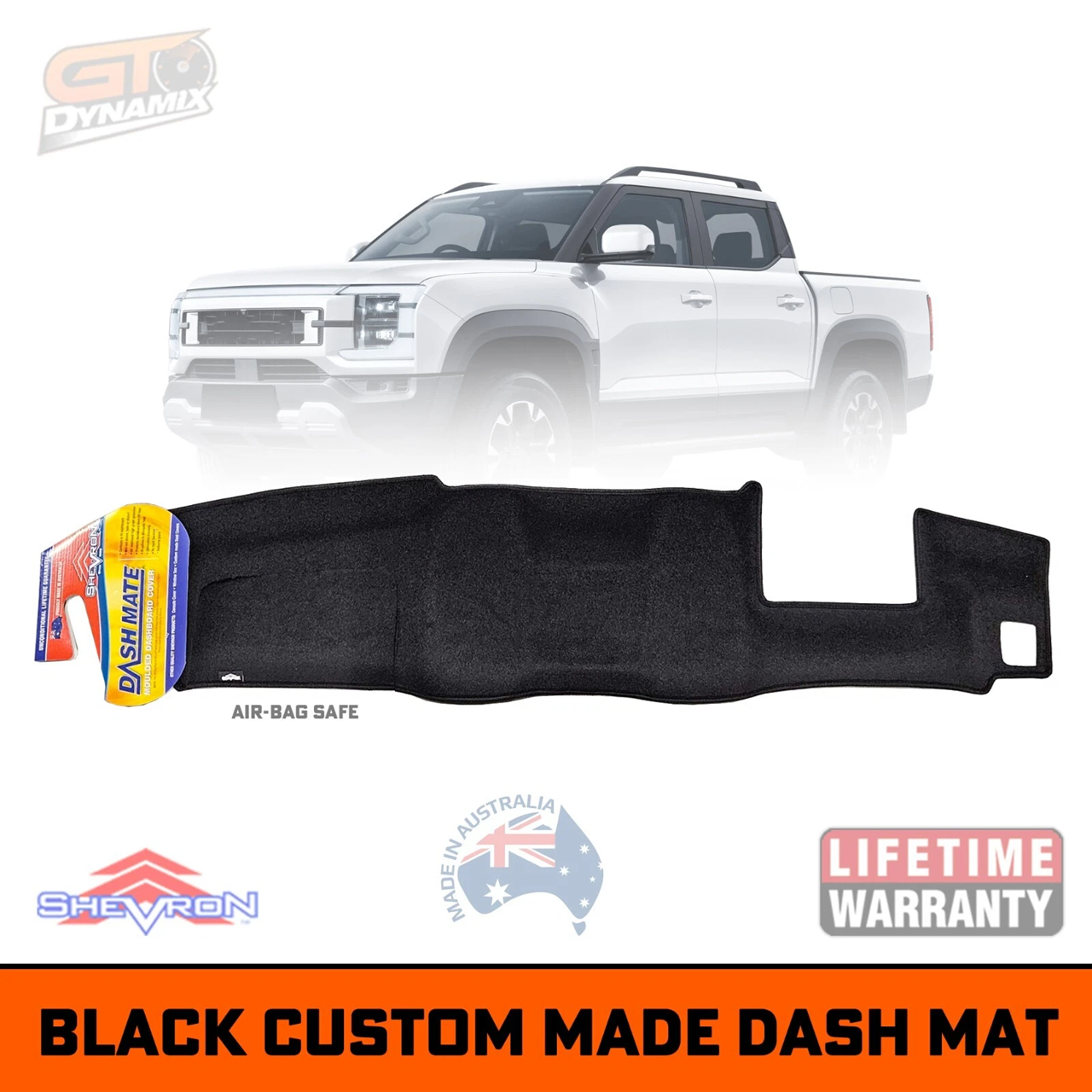 TUFF Customs Front Neoprene Seat Covers + Shevron Dash Mat DM1724D with HUD For BYD SHARK 6 2024-2026