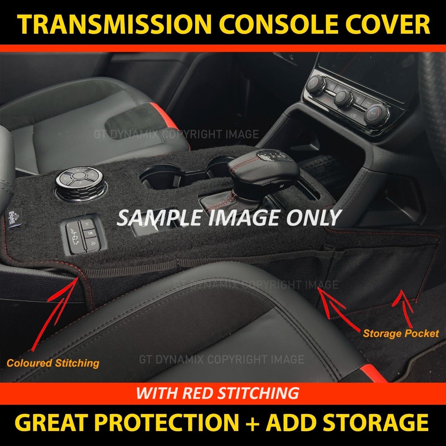 Shevron Transmission Console Cover + Red Stitching For Isuzu D-Max LS-M LSU Auto 7/2020-2024