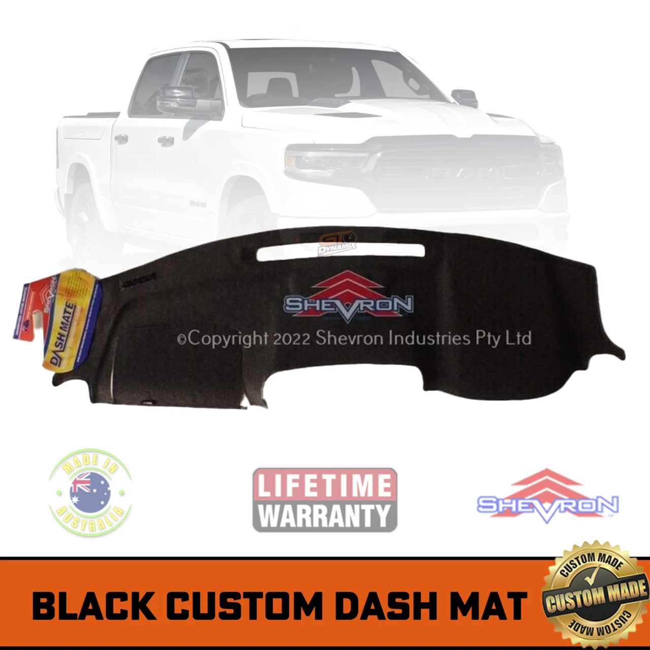 TUFF Customs Front Neoprene Seat Covers + Shevron Dash Mat DM1624 For DODGE RAM 1500 LADODGE RAMIE 2020-2026