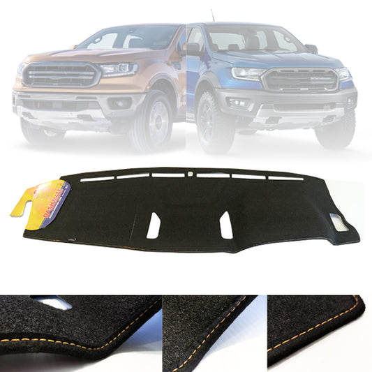 Shevron Black Dash Mat + Orange Stitching For Ford Ranger PX3 MKIII Raptor 8/2018-4/2022 DMO1535