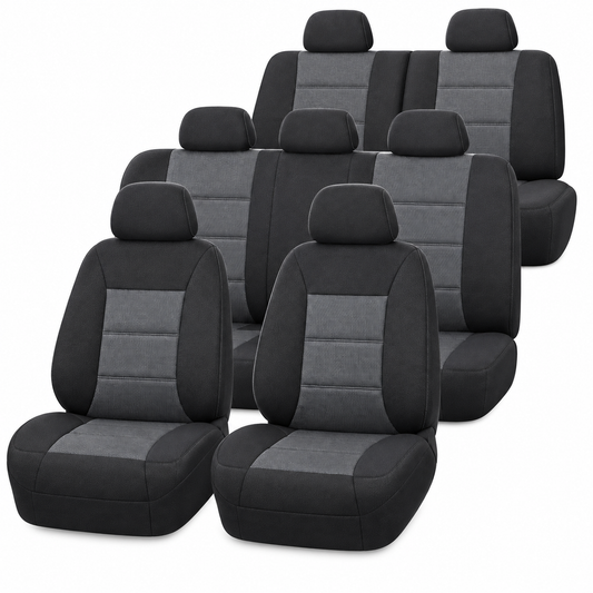 Premium Customs Seat Covers 3 ROWS FORD TERRITORY 7 seater BLACK