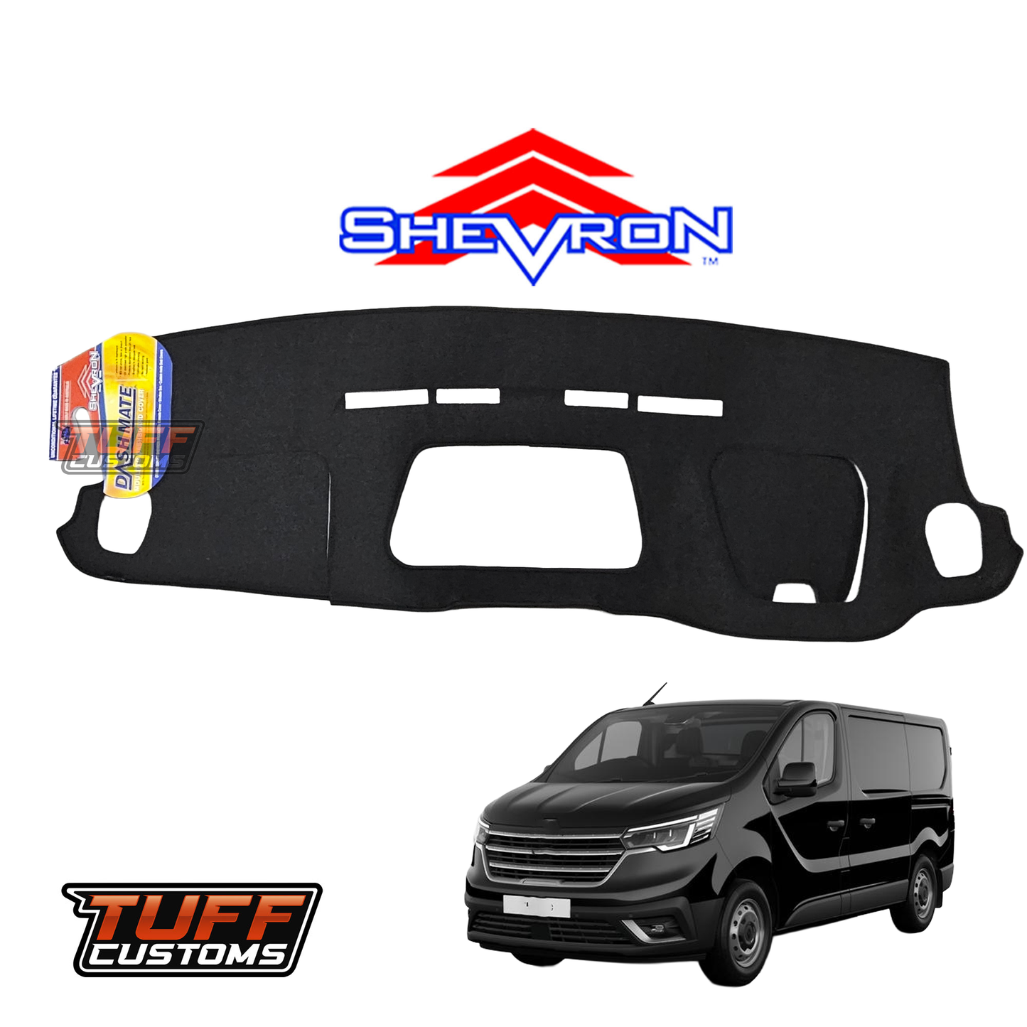 Shevron Black Dash Mat For Renault Trafic X82 Facelift Pro Premium Crew Pro & Crew Lifestyle 9/2022-2026 DM1755