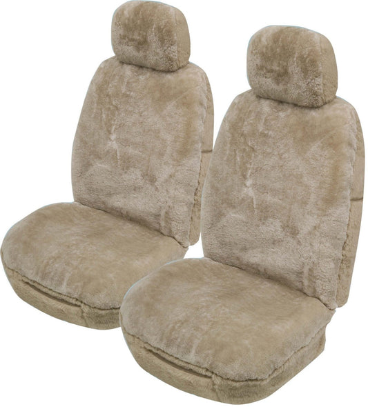 KAKADU Select Front Sheepskin Seat Covers 5 Year Warranty 25mm AIR-BAG in MOCHA