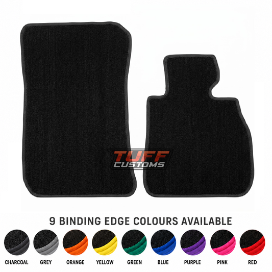 Custom Made  Floor Mats Black 2pc AUDI Q5 2ND GEN FY SERIES 2/2017-8/2024 w/ 9 Binding Colour