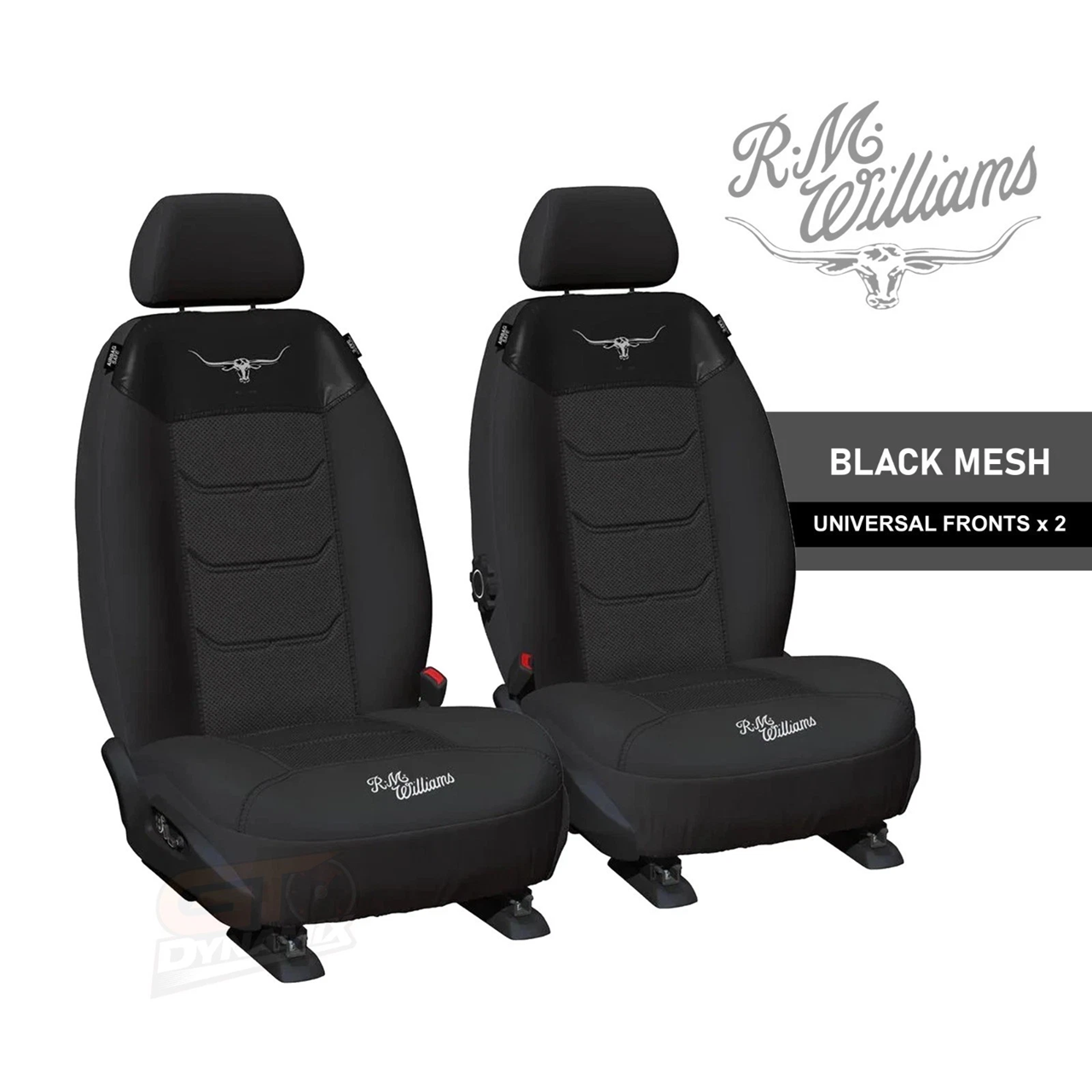RM Williams Longhorns Universal Mesh Seat Covers For TOYOTA HILUX ROGUE RUGGED RUGGED X SR SR5 & 48V DUAL CAB 10/2015-8/2025 Black or Pink