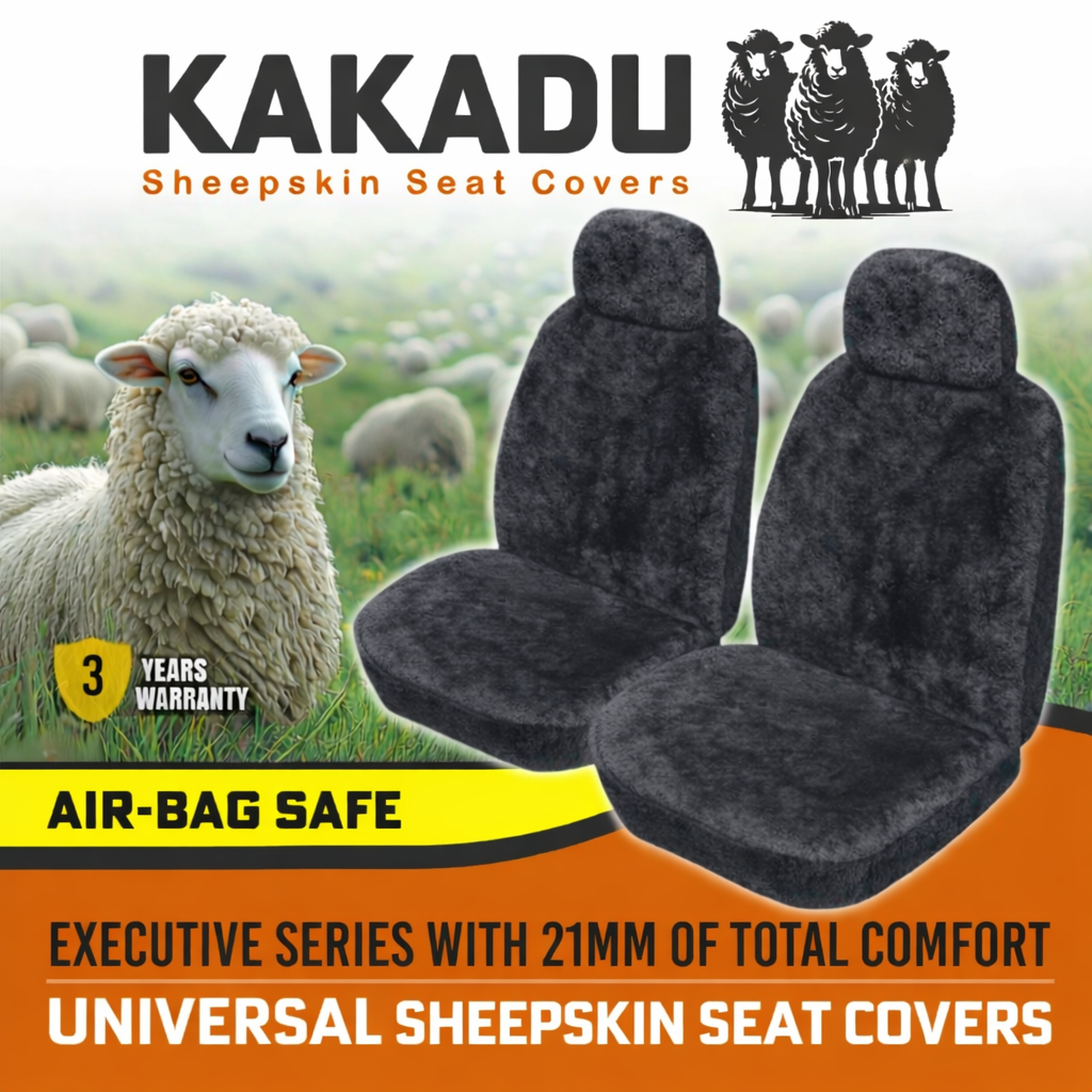 KAKADU Executive Universal Sheepskin Car Seat Covers SSANGYONG REXTON Y200 RX320 RX270 4X4 7/2003-9/2007 5 Colours Available