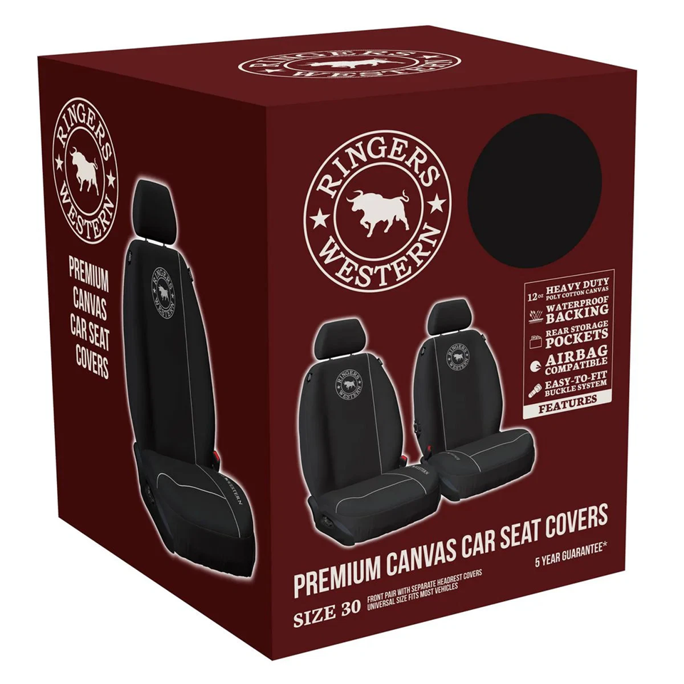 Ringers Western Canvas Universal Front Seat Covers NISSAN NAVARA D23 NP300 SERIES 1 & 2 DX RX RX ST ST-X DUAL CAB 3/2015-10/2017