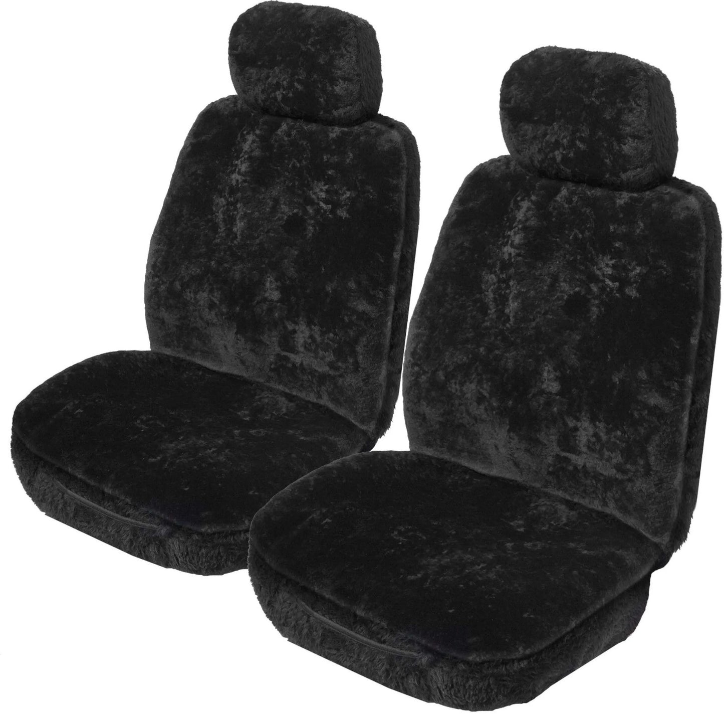 KAKADU LUXURY Universal Sheepskin Car FRONT Seat Covers Black For VW TIGUAN 5N 132 TSI PACIFIC SUV 10/2011-9/2016
