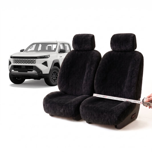 Black Custom KAKADU Sheepskin Seat Covers For Toyota Hilux N90 SR5 SR 8/2025-2026 Black
